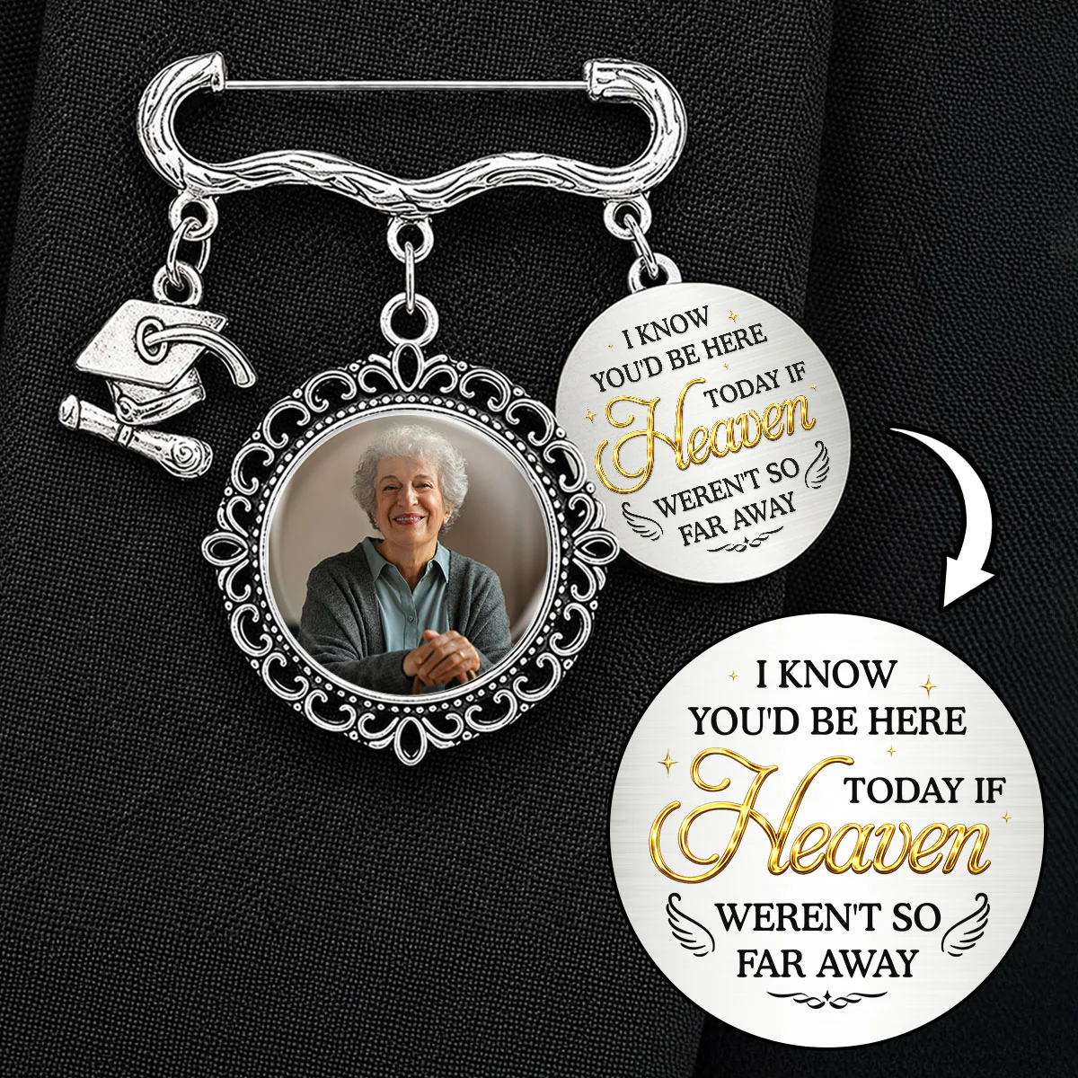 If Heaven Were Not So Far Away - Personalized Custom Graduation Tassel Pin
