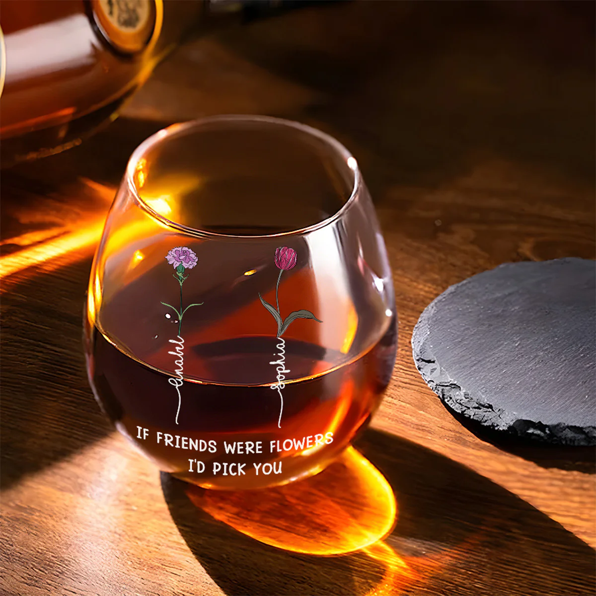 If You Are Flower - Personalized Custom Wine Glass - Image 2