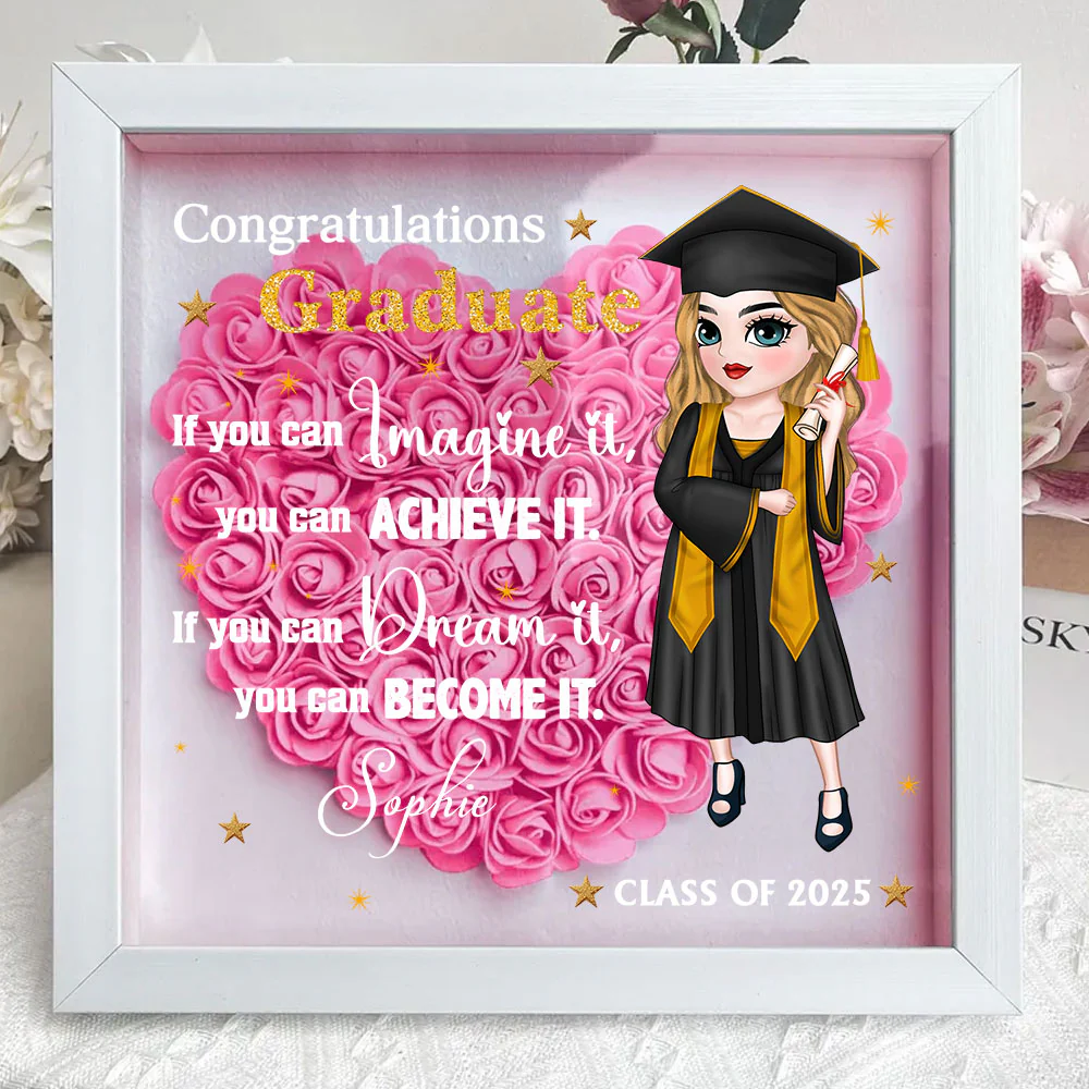 If You Can Dream It, You Can Become It - Personalized Custom Flower Shadow Box - Image 2