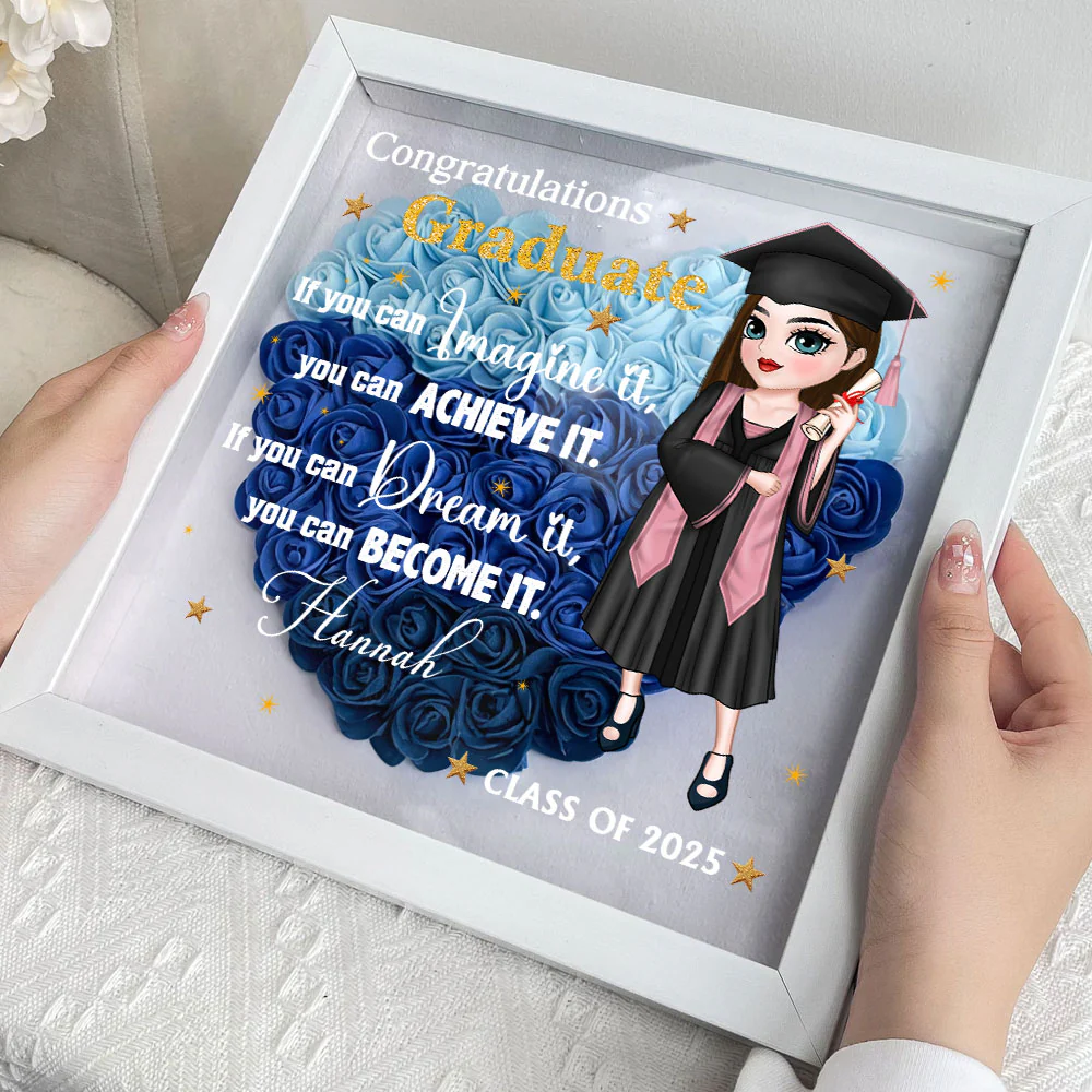 If You Can Dream It, You Can Become It - Personalized Custom Flower Shadow Box - Image 5