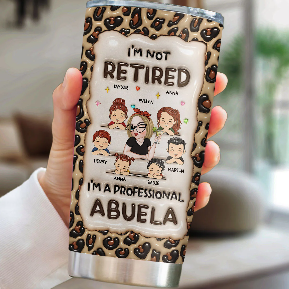 Im Not Retired Im A Professional Grandma - Personalized Custom 3D Inflated Effect Tumbler - Image 4