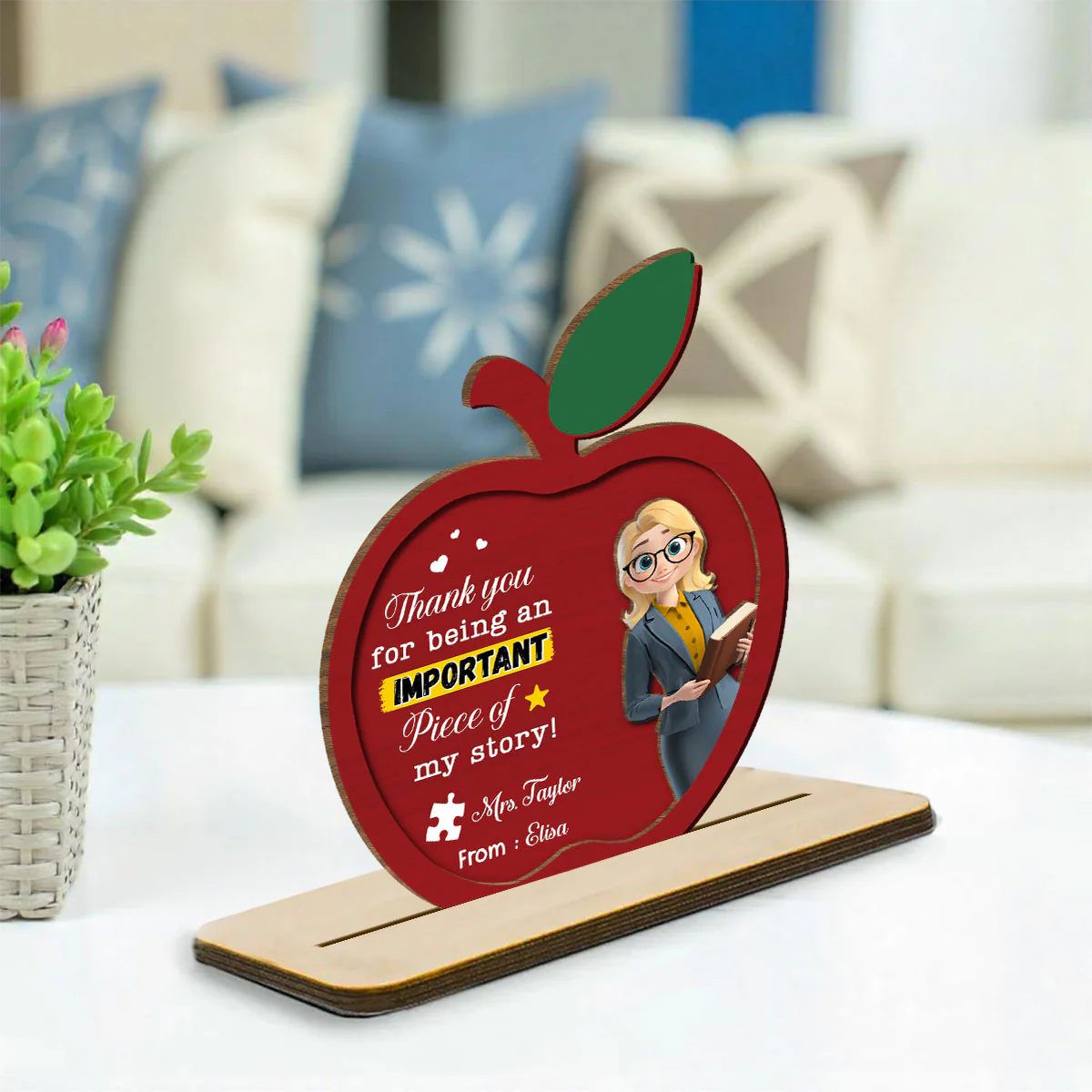 Important Piece Of My Story - Personalized Custom 2-Layer Wood Plaque With Flat Base - Image 2