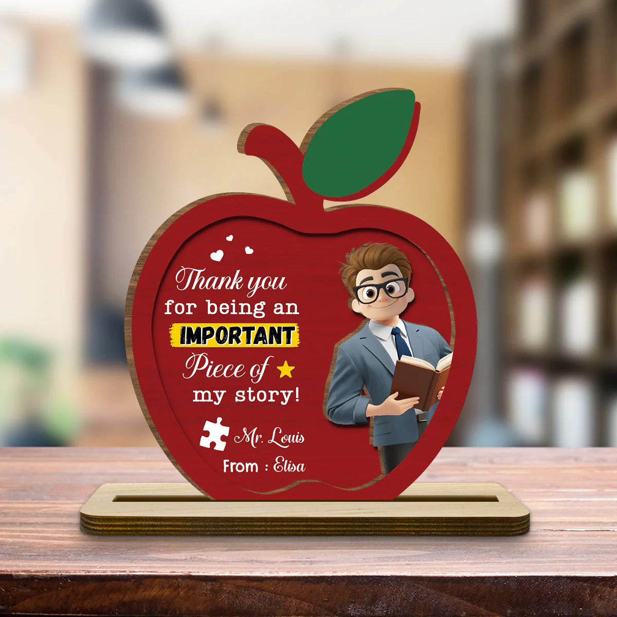 Important Piece Of My Story - Personalized Custom 2-Layer Wood Plaque With Flat Base - Image 3
