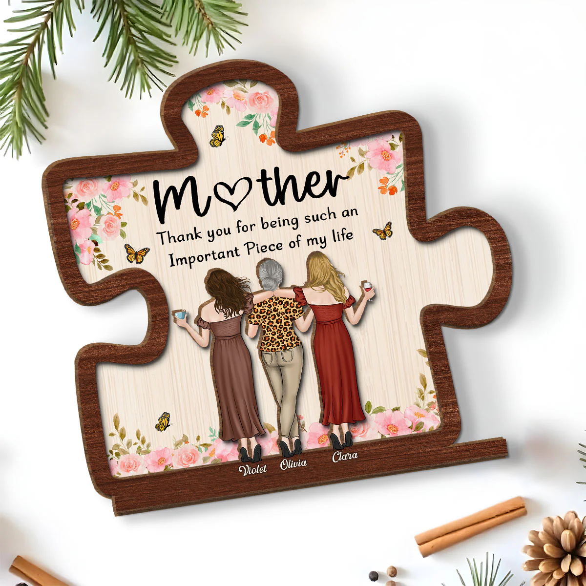 Important Piece - Personalized Custom 2-Layer Wood Plaque With Flat Base - Image 2
