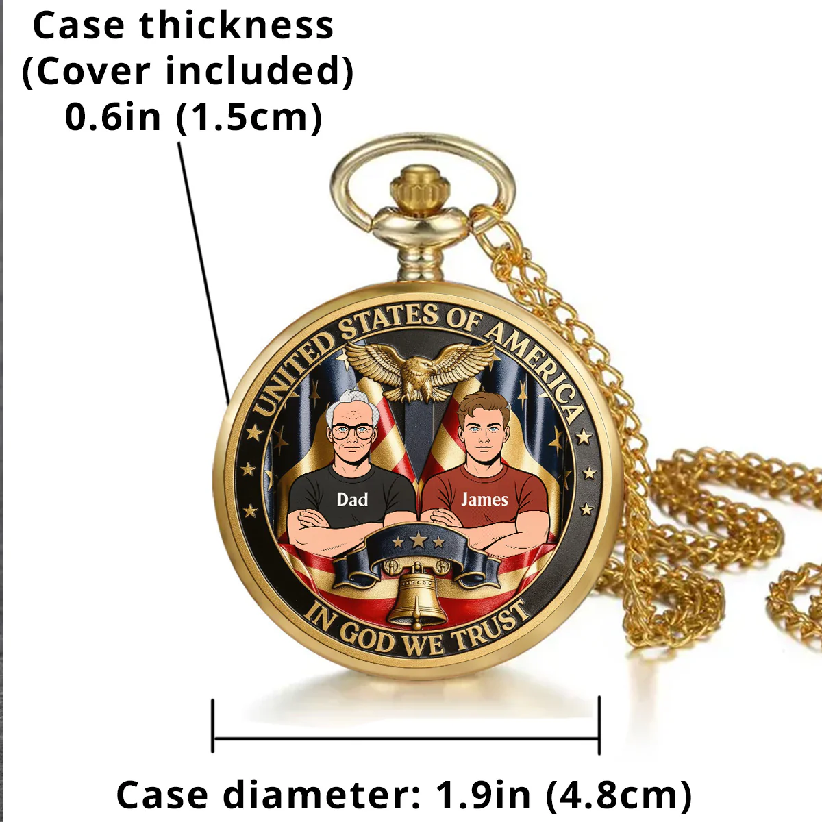 In God We Trust - Personalized Custom Print Pocket Watch - Image 4