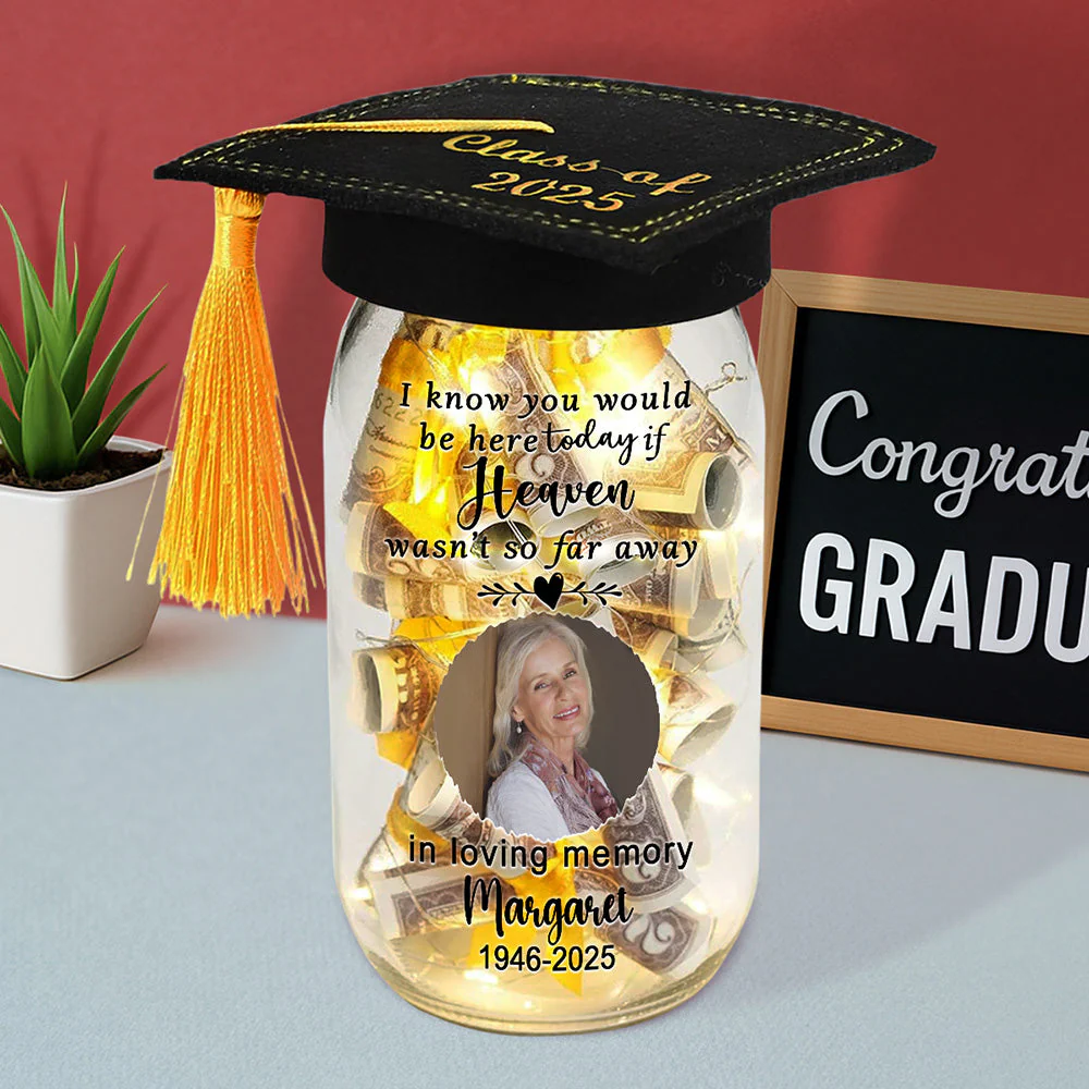 In Loving Memory Of - Personalized Custom Graduation Mason Jar Light - Image 2
