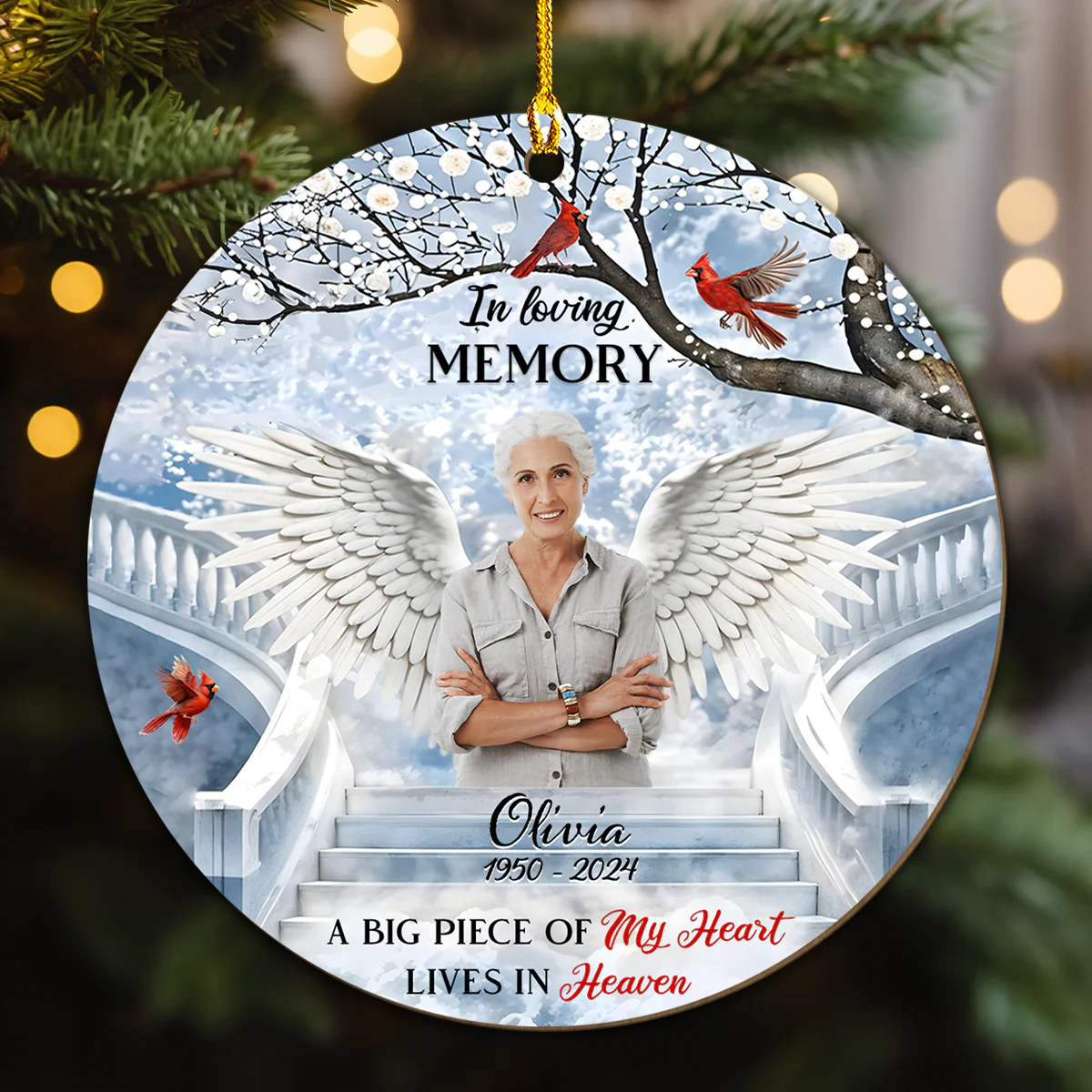In Loving Memory - Personalized Custom Wood Ornament - Image 3