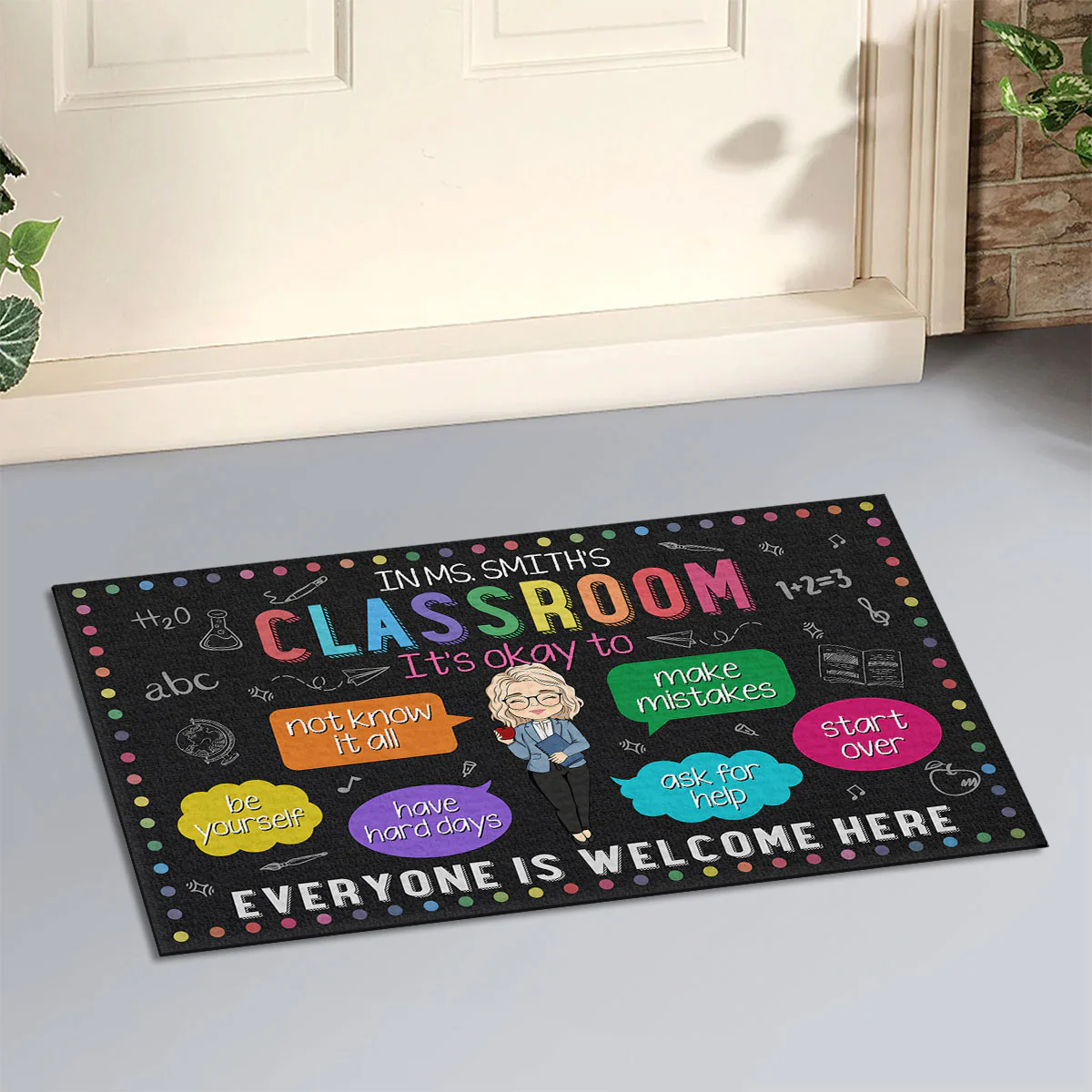 In My Classroom Everything Is Okay - Personalized Custom Doormat - Image 4