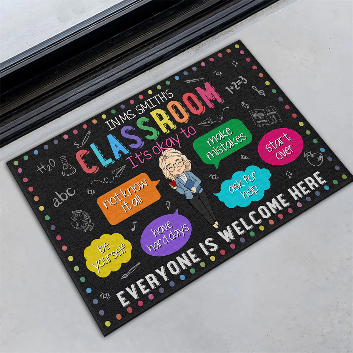 In My Classroom Everything Is Okay - Personalized Custom Doormat - Image 5