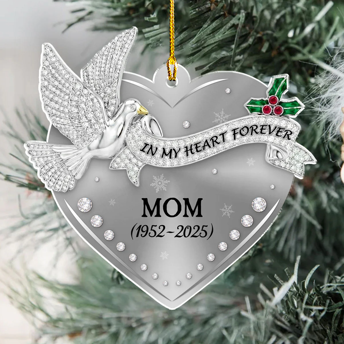 In Our Hearts - Personalized Custom Acrylic Ornament - Image 3
