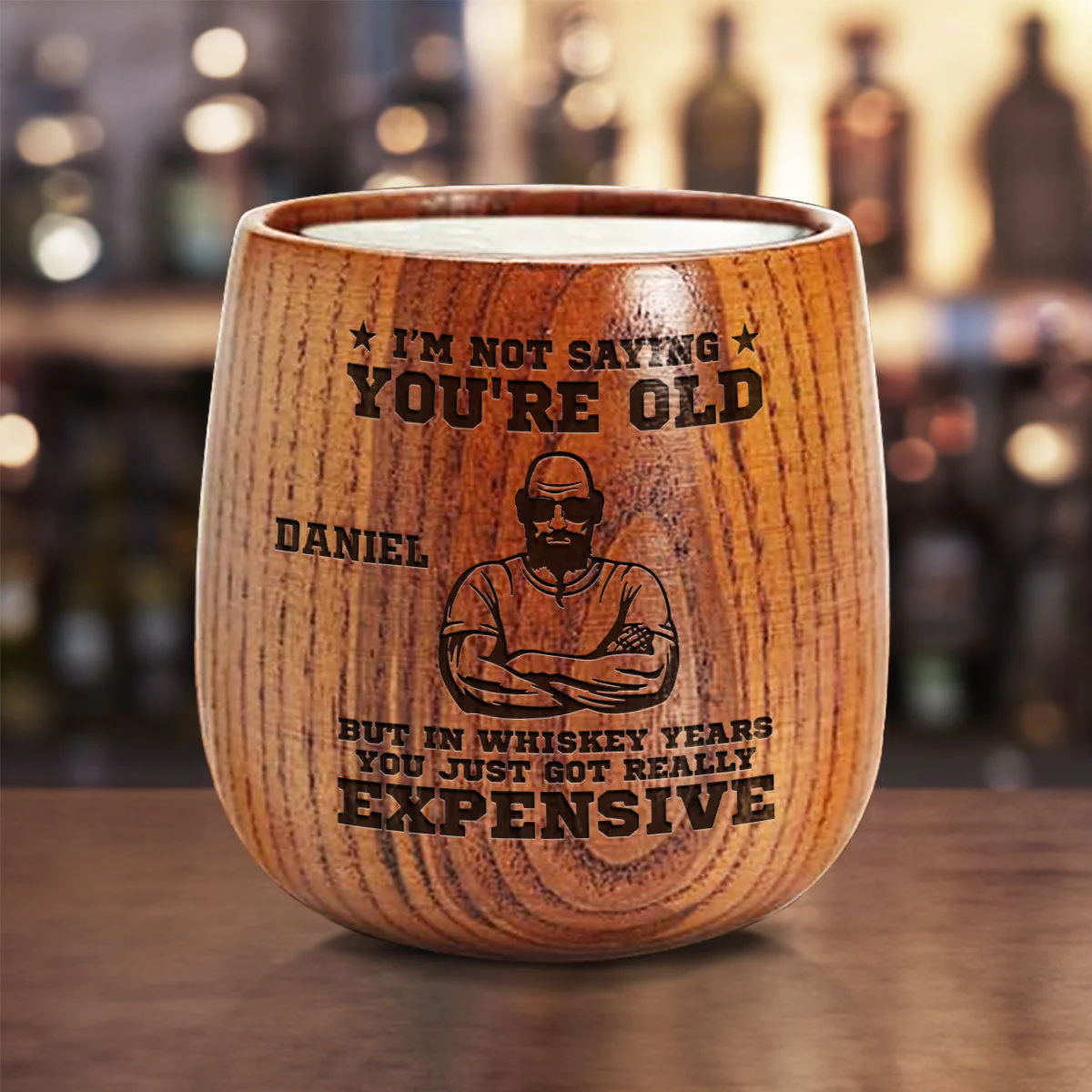 In Whiskey Years You Just Got Really Expensive - Personalized Custom Engraved Wooden Whiskey Glass - Image 4