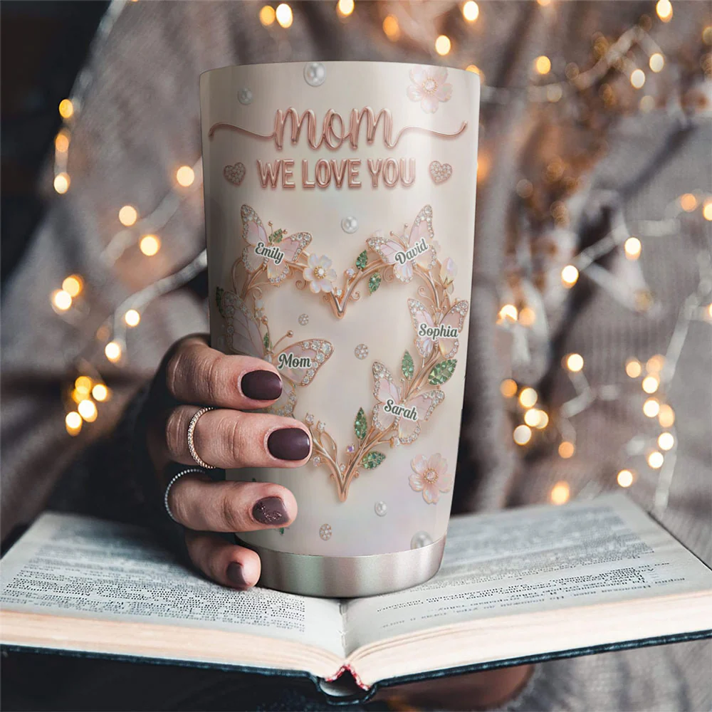 Infinity Love Butterfly Mom - Personalized Custom 3D Effect Tumbler - Image 2