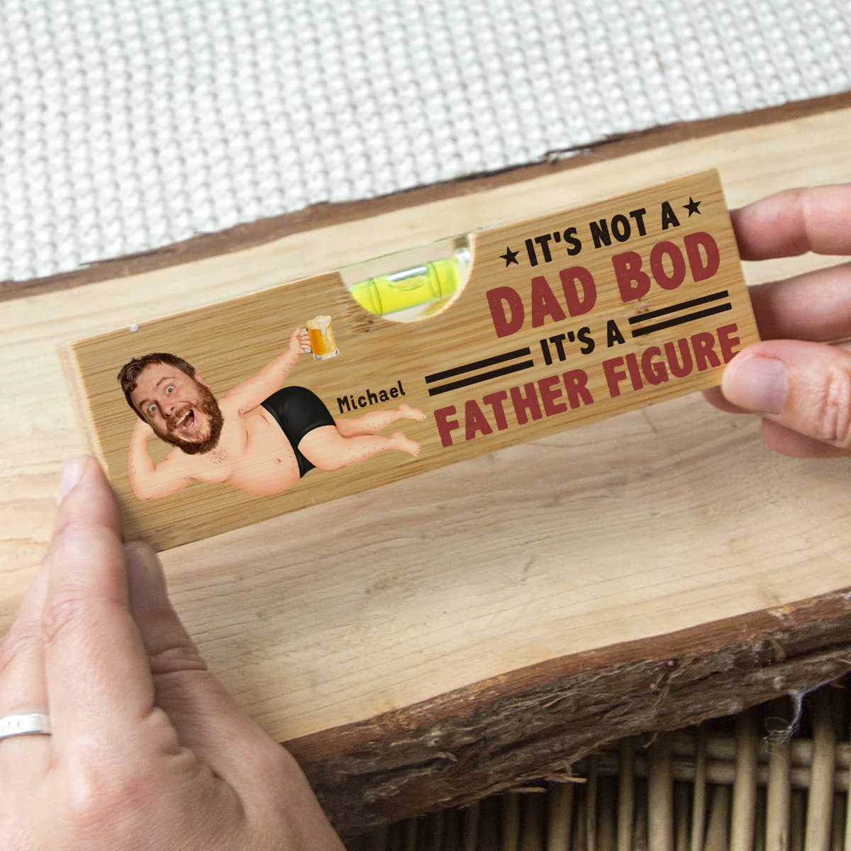 It Is A Father Figure - Personalized Custom Wooden Spirit Level Bottle Opener - Image 3