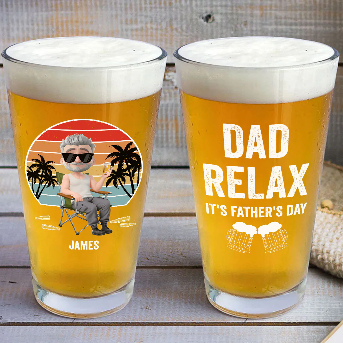 Daddy Relax - Personalized Custom Beer Glass - Image 3