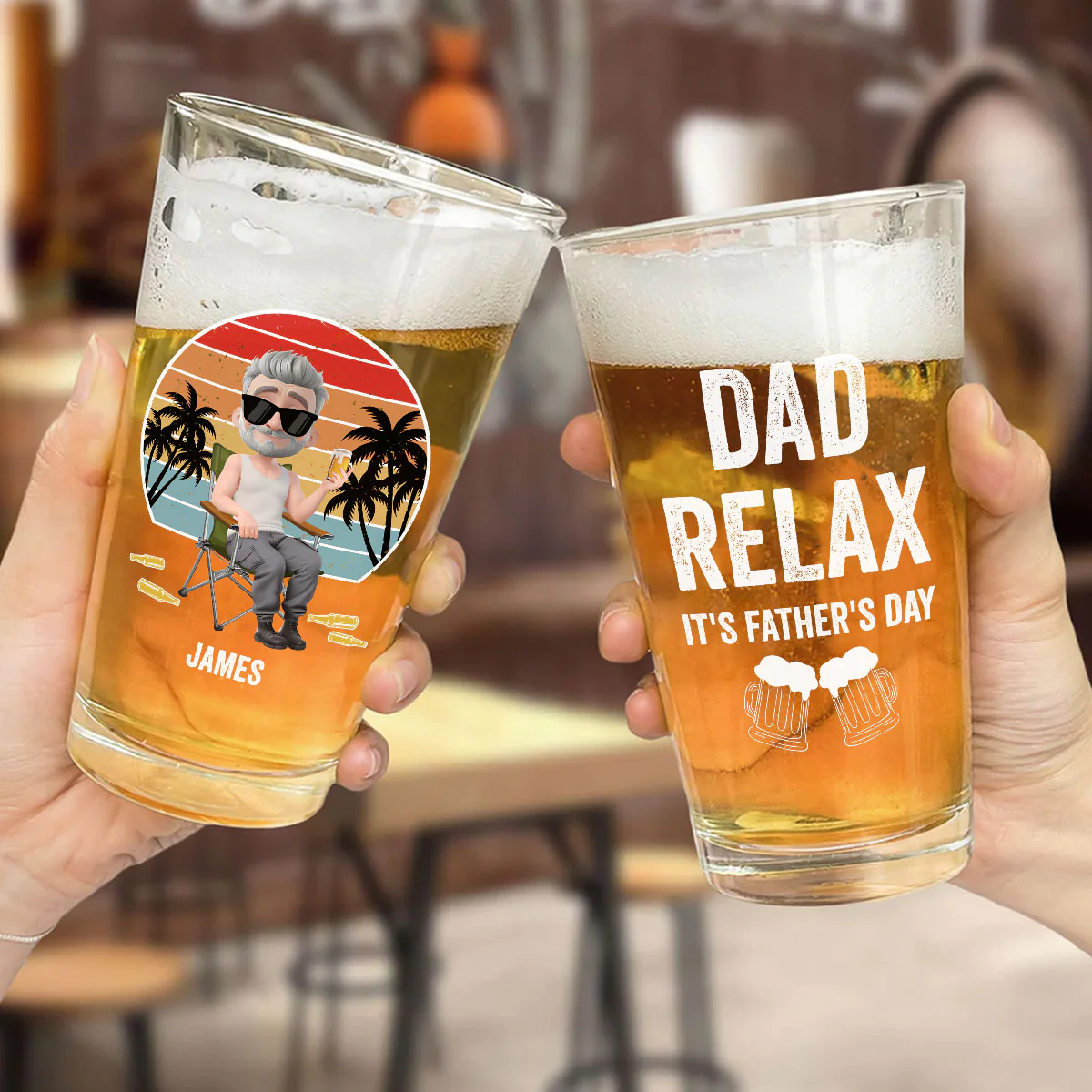 Daddy Relax - Personalized Custom Beer Glass - Image 5