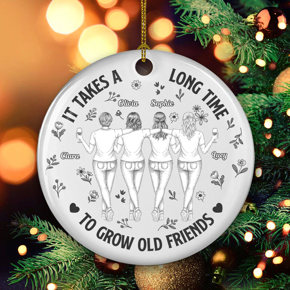 It Takes A Long Time Blue Toile - Personalized Custom Ceramic Ornament - Image 4