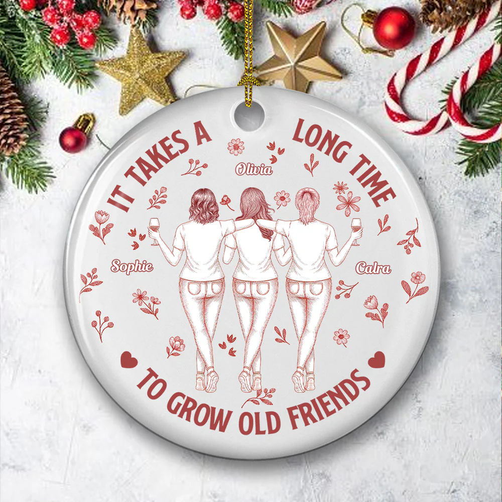 It Takes A Long Time Blue Toile - Personalized Custom Ceramic Ornament - Image 5