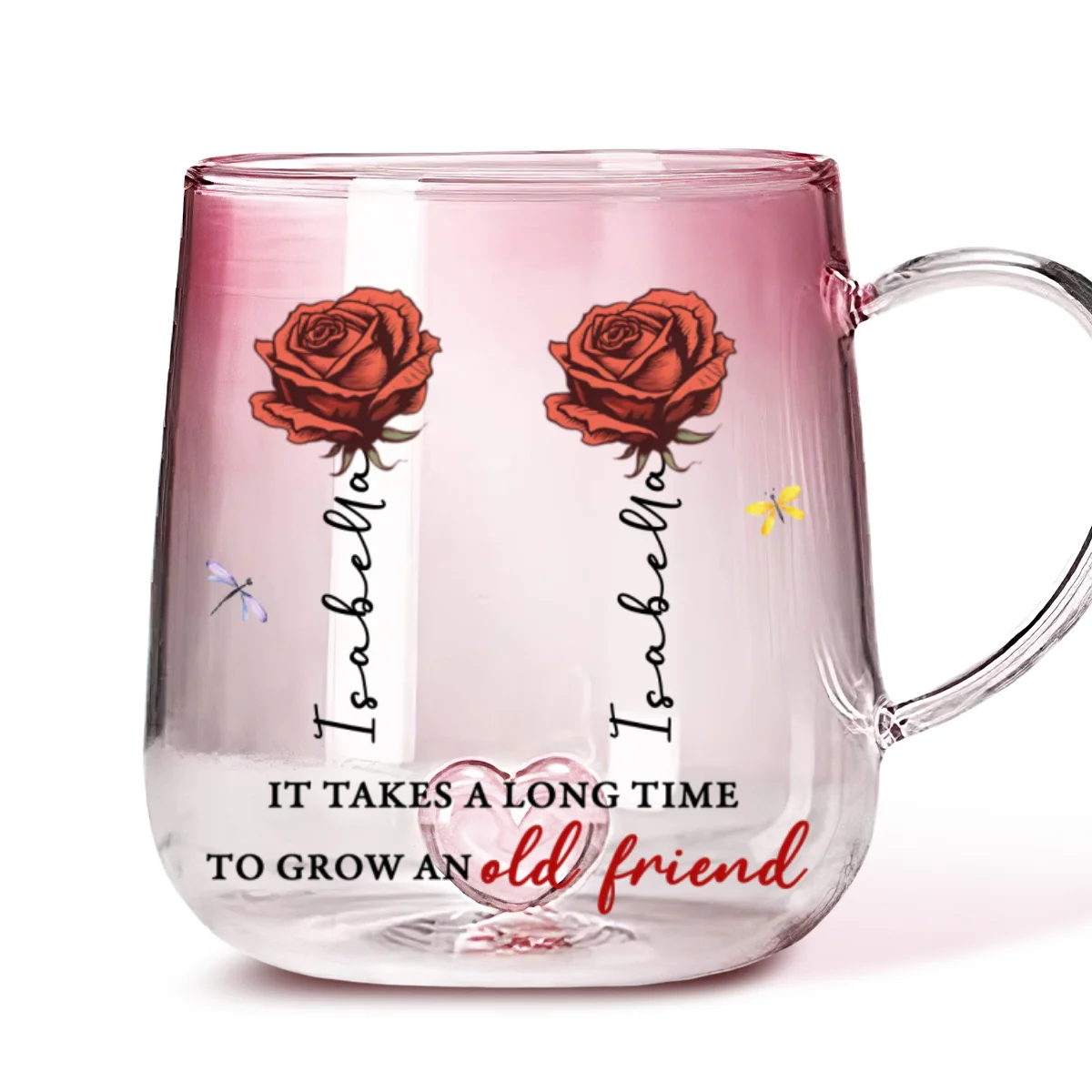 It Takes A Long Time - Personalized Custom Pink Gradient Glass Mug - Image 6