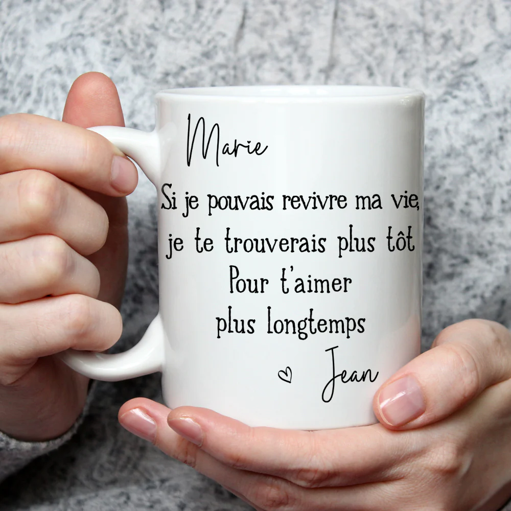 Je t’aimerai plus longtemps – Tasse à café personnalisée - Image 3