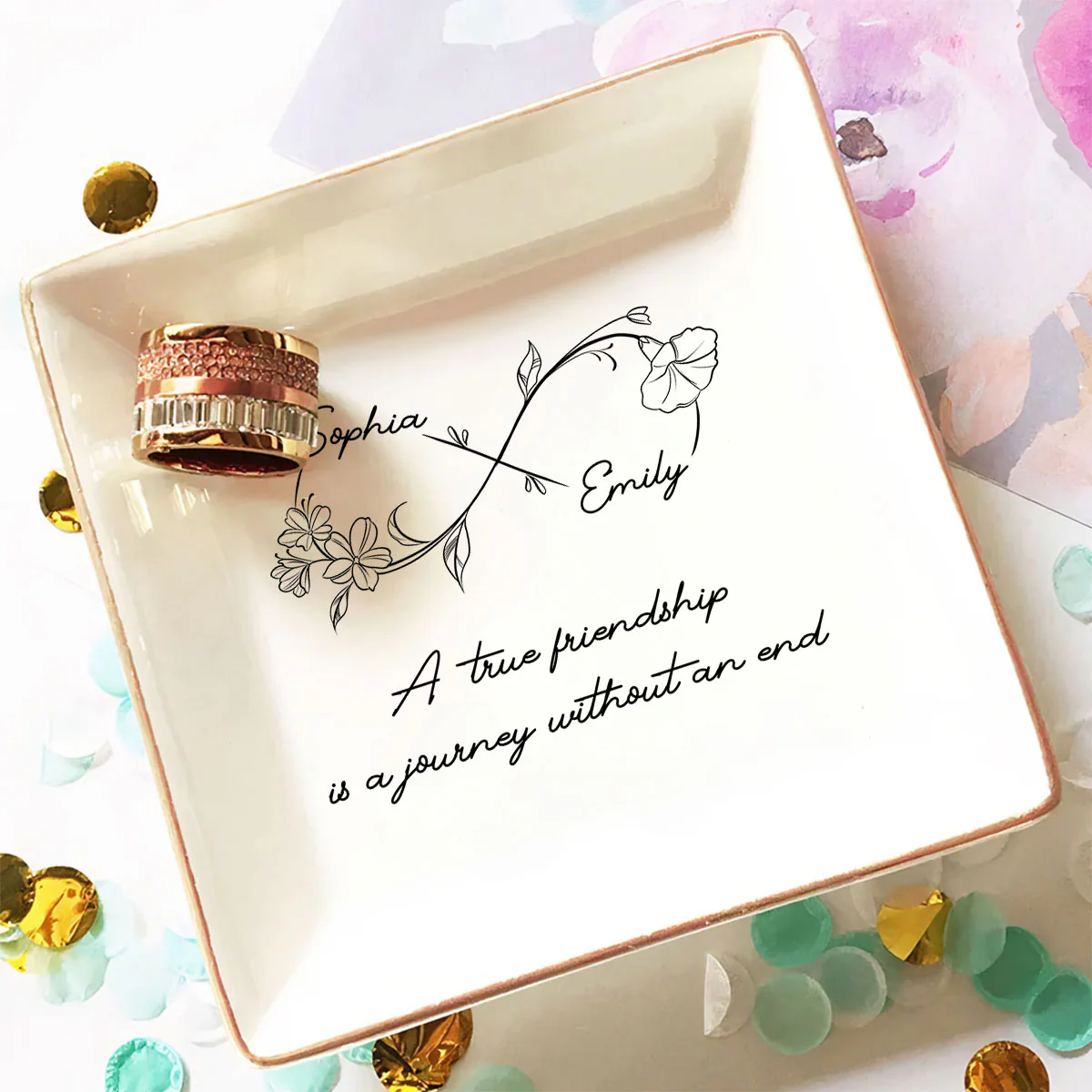 Journey Of Friendship - Personalized Custom Jewelry Dish - Image 5