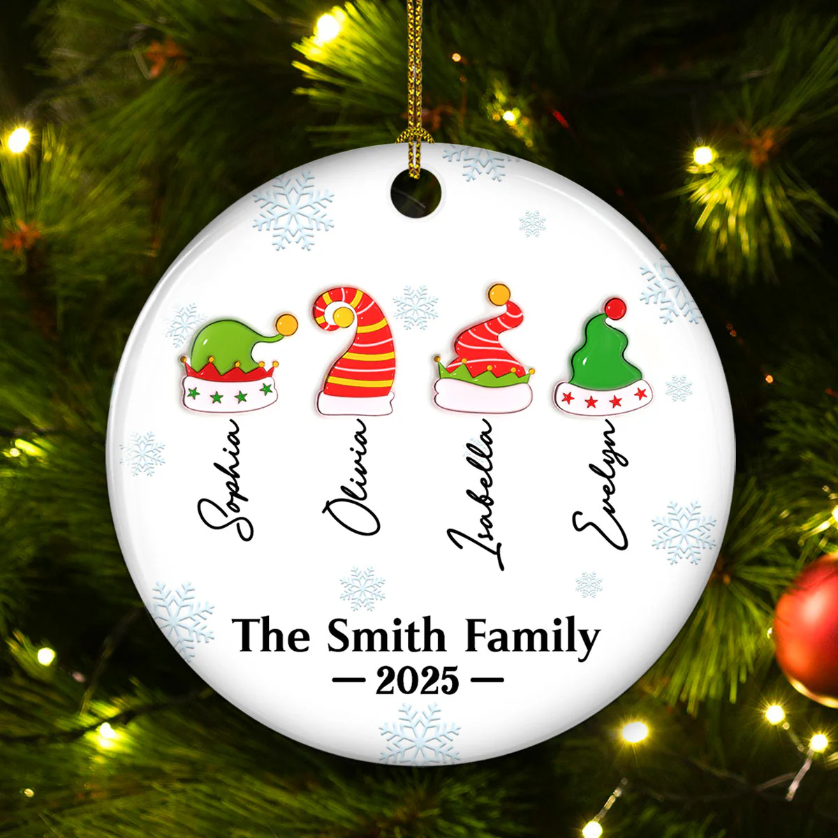 Joy Begins Where Family Gathers - Personalized Custom 3D Inflated Effect Ceramic Ornament