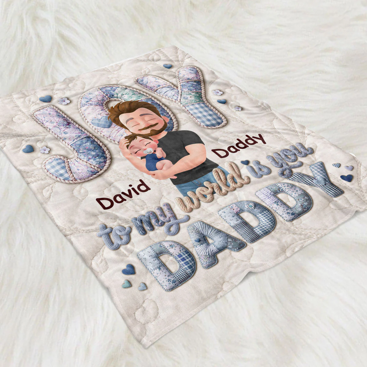 Joy To My World Is Daddy - Personalized Custom Fleece Blanket - Image 5