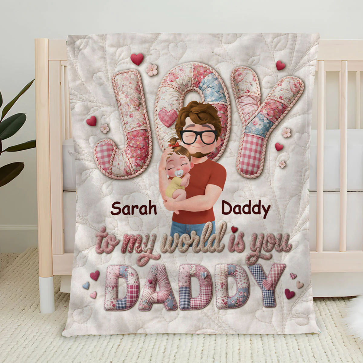 Joy To My World Is Daddy - Personalized Custom Fleece Blanket - Image 6