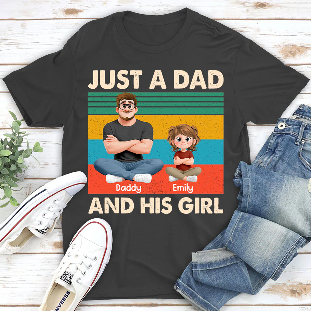 Just A Dad And His Kid Cartoon - Personalized Custom Shirt - Image 3