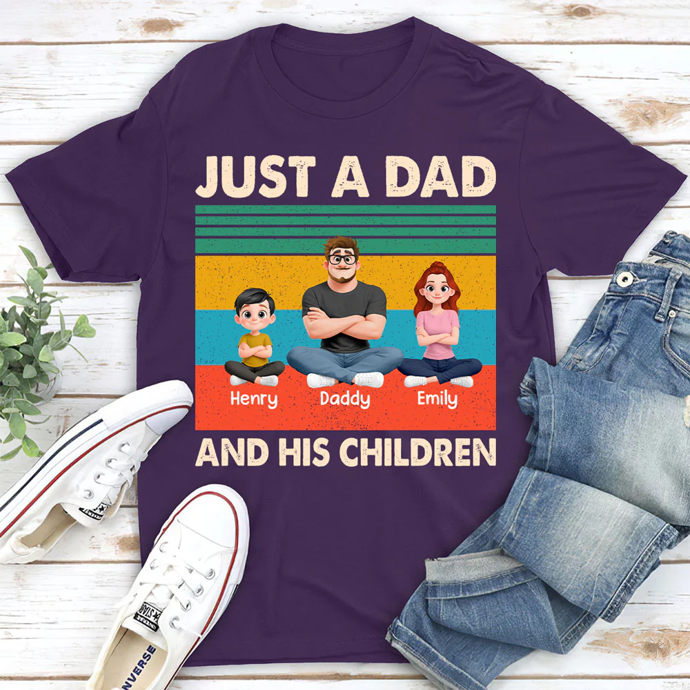 Just A Dad And His Kid Cartoon - Personalized Custom Shirt - Image 4