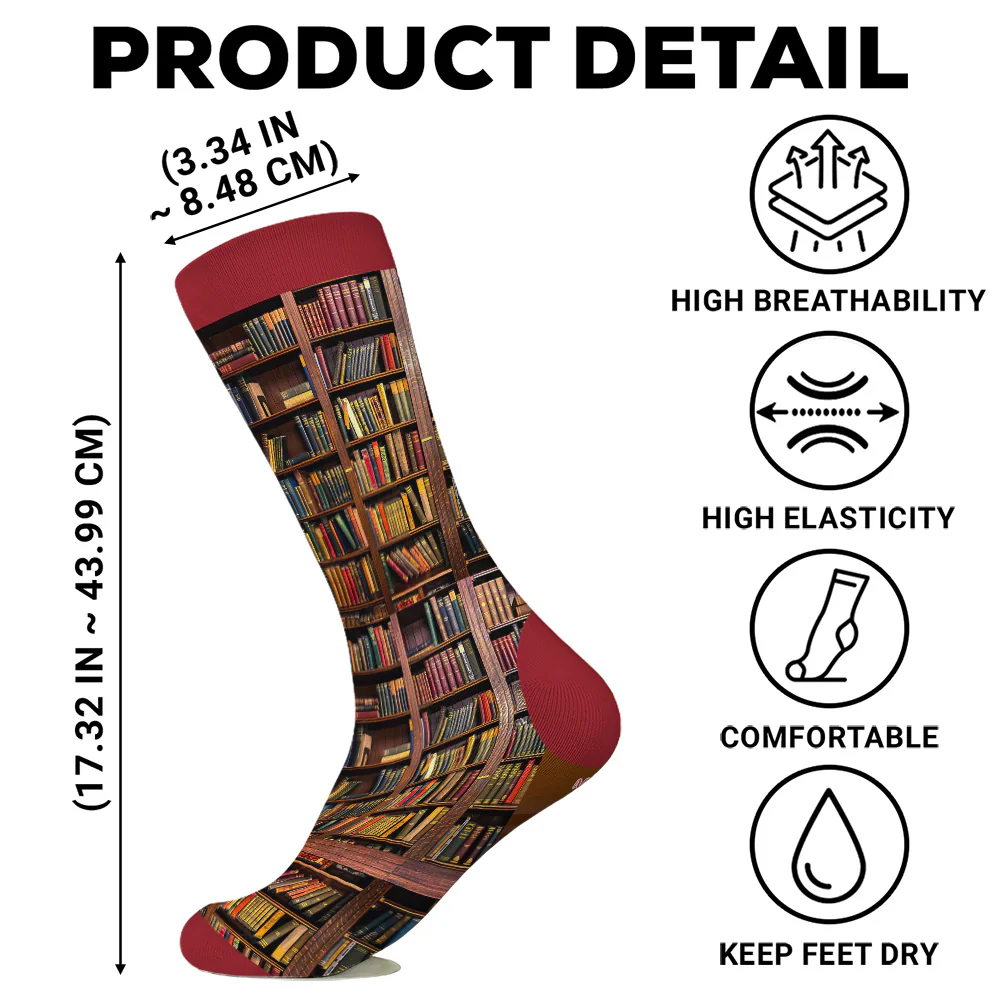 Just A Girl Who Loves Books - Personalized Custom Crew Socks - Image 8
