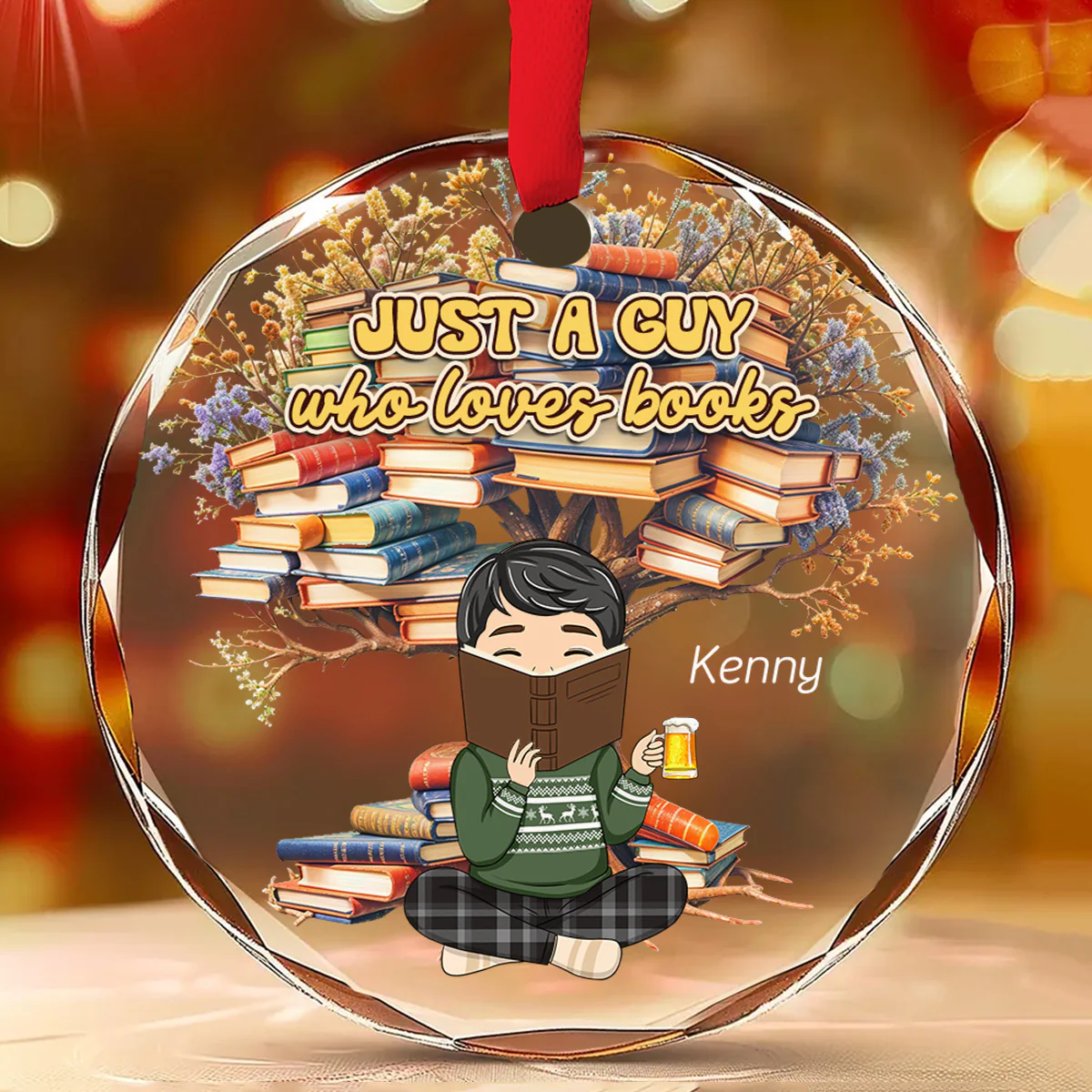 Just A Girl Who Loves Books - Personalized Custom Glass Ornament - Image 2
