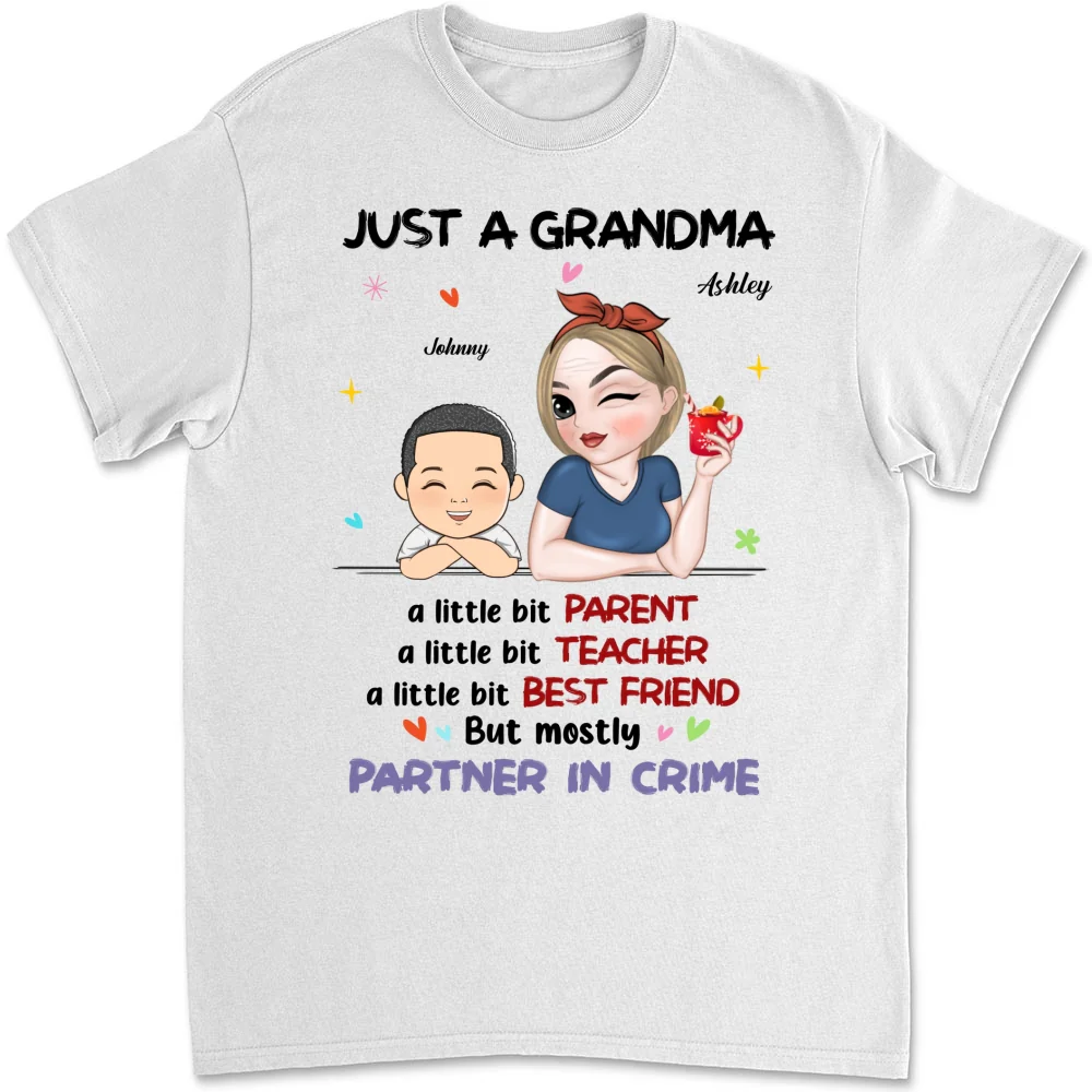 Just A Grandma Who's A Little Bit Partner In Crime - Personalized Custom Shirt - Image 10