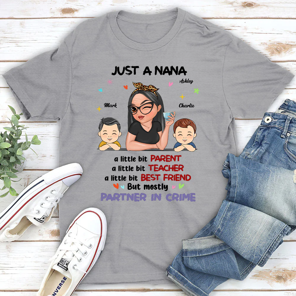 Just A Grandma Who's A Little Bit Partner In Crime - Personalized Custom Shirt - Image 5