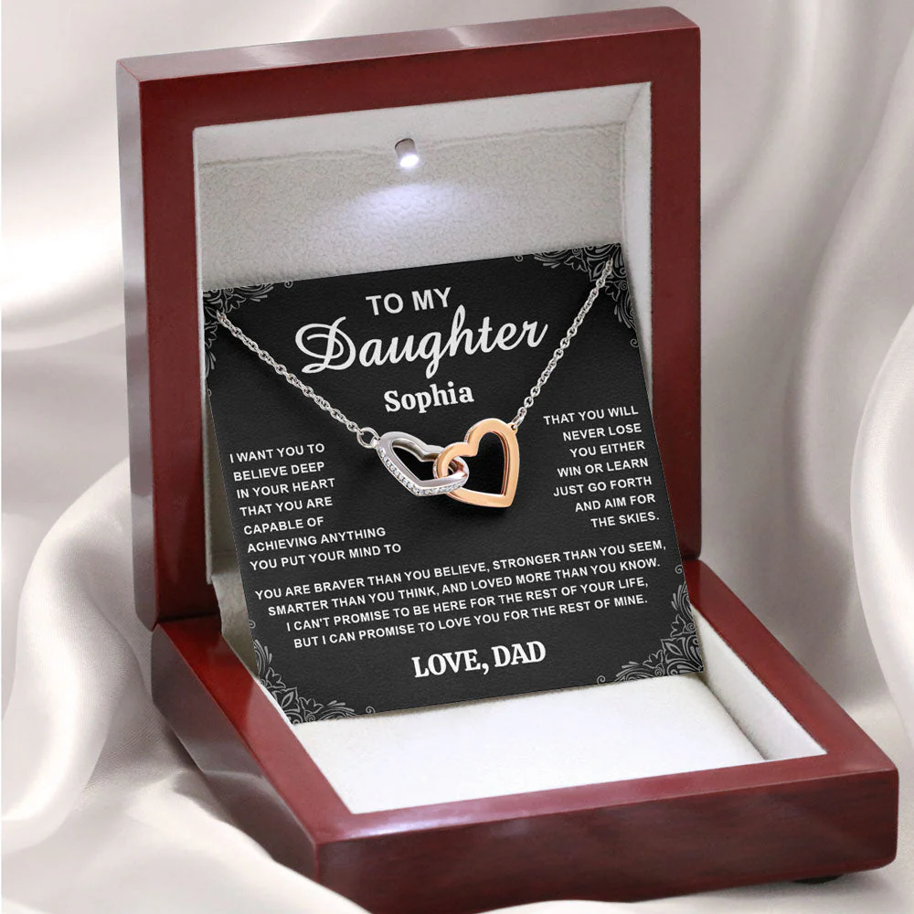Just Go Forth And Aim For The Skies - Personalized Custom Interlocking Heart Necklace - Image 3