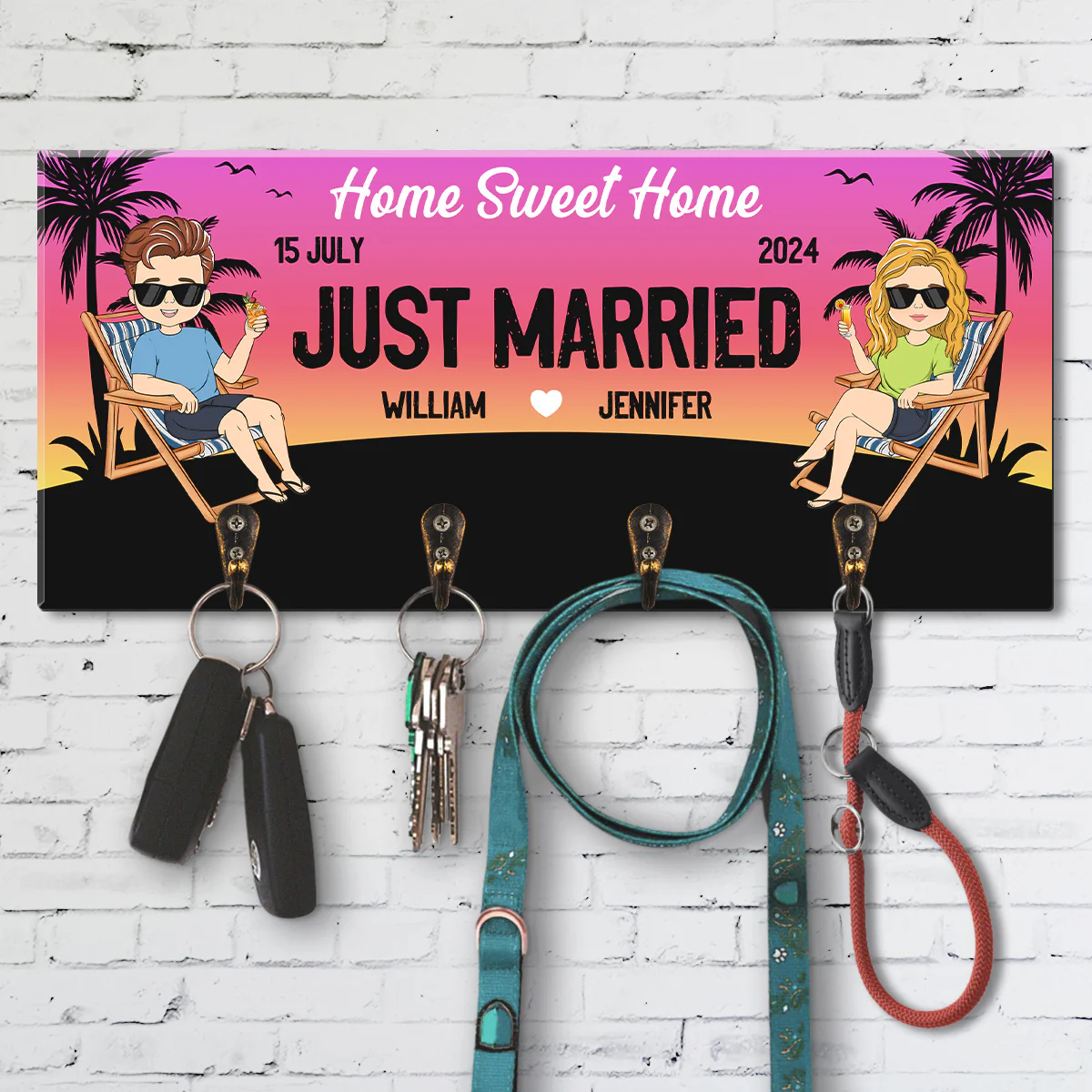 Just Married - Personalized Custom Key Holder - Image 2