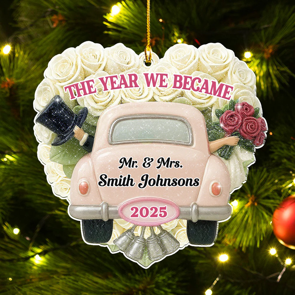 Just Married You - Personalized Custom Acrylic Ornament - Image 3