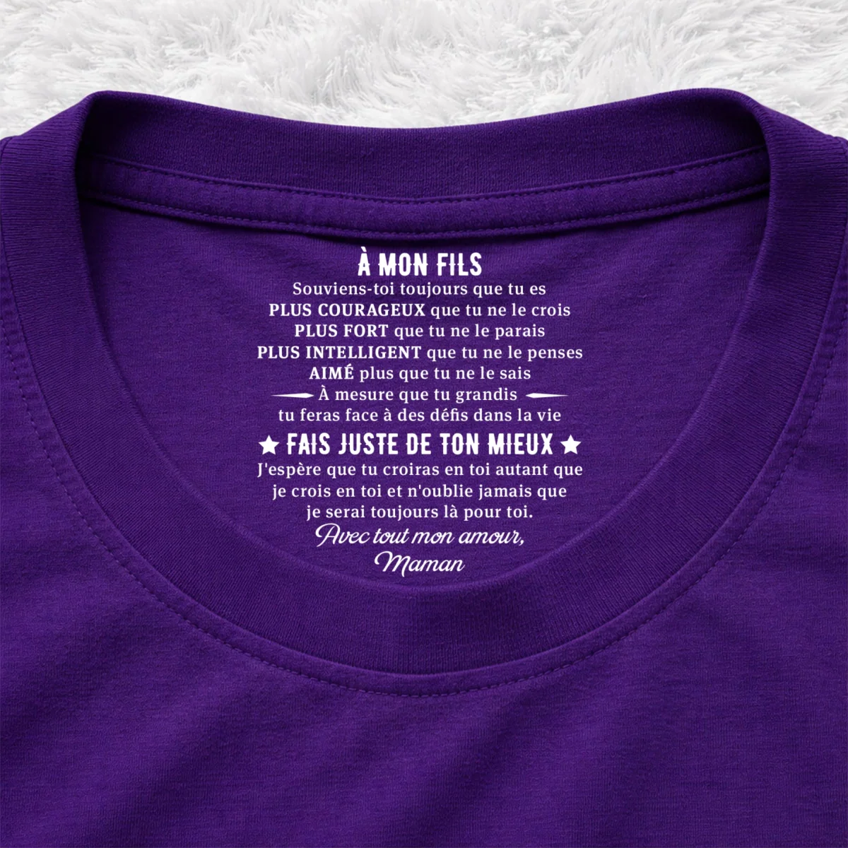 Juste Fais De Ton Mieux - T-shirt Personnalisé avec Impression à l'Intérieur du Col - Image 11