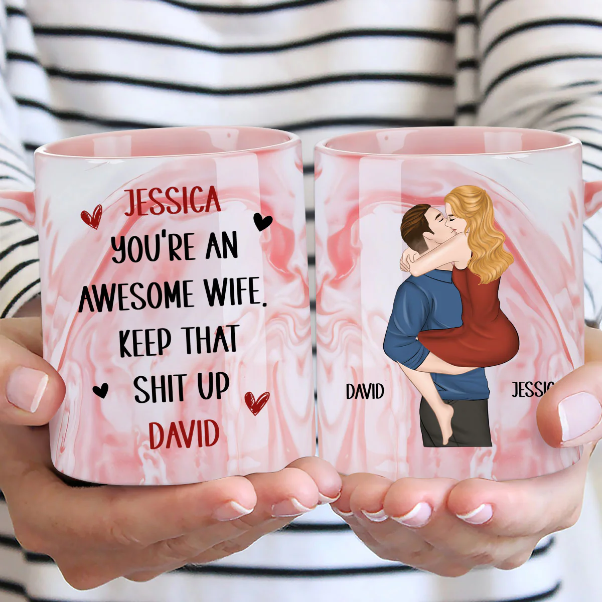 Keep That Shit Up - Personalized Custom Pink Marble Mug - Image 5
