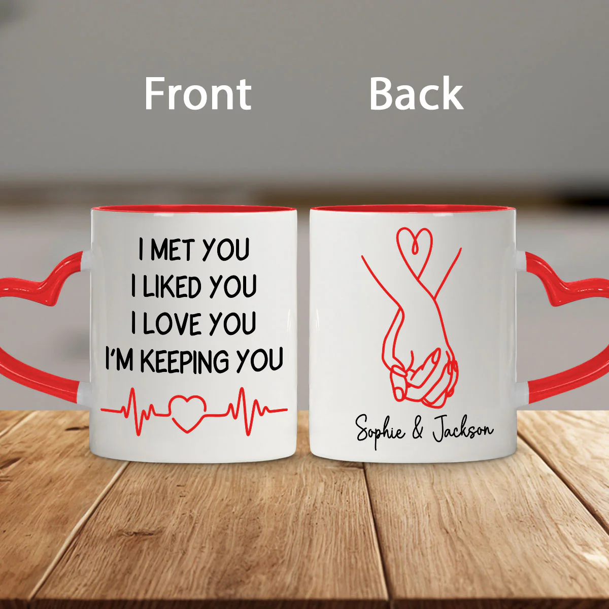 Keeping You - Personalized Custom Heart Handle Mug - Image 2
