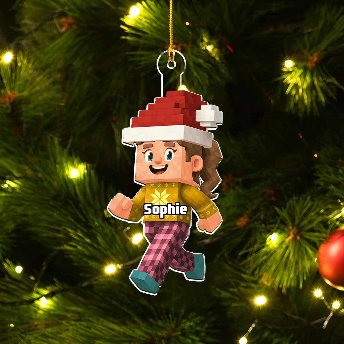 Kid Walking Voxel - Personalized Custom Acrylic Ornament - Image 4