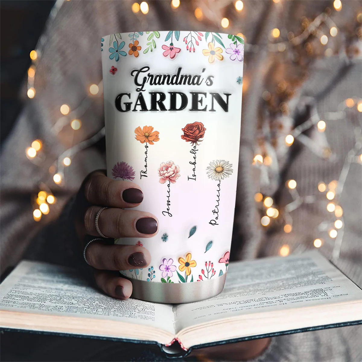 Kids Flower Garden - Personalized Custom 3D Inflated Effect Tumbler - Image 3