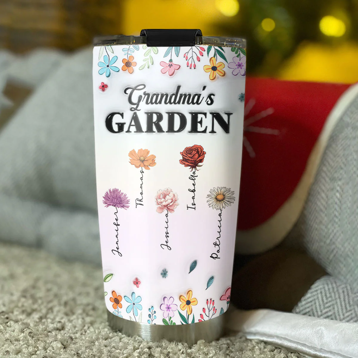 Kids Flower Garden - Personalized Custom 3D Inflated Effect Tumbler - Image 4