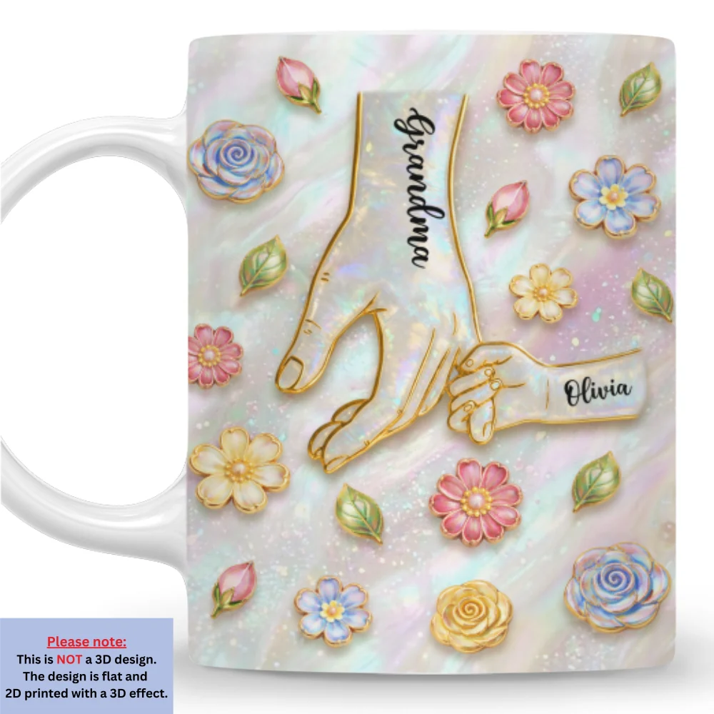 Kids Holding Hands With Mom - Personalized Custom 3D Effect Coffee Mug - Image 8