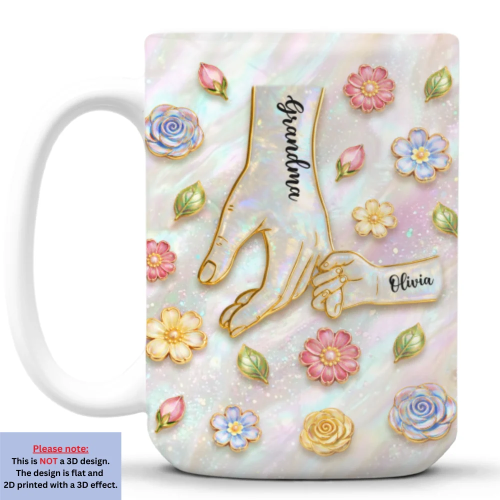 Kids Holding Hands With Mom - Personalized Custom 3D Effect Coffee Mug - Image 9