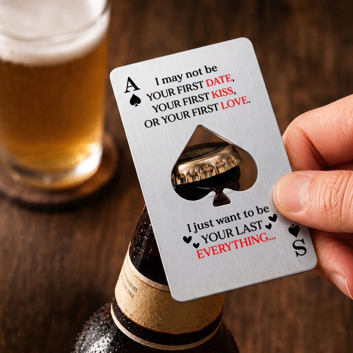King & Queen Couple - Personalized Custom Ace Of Spades Bottle Opener