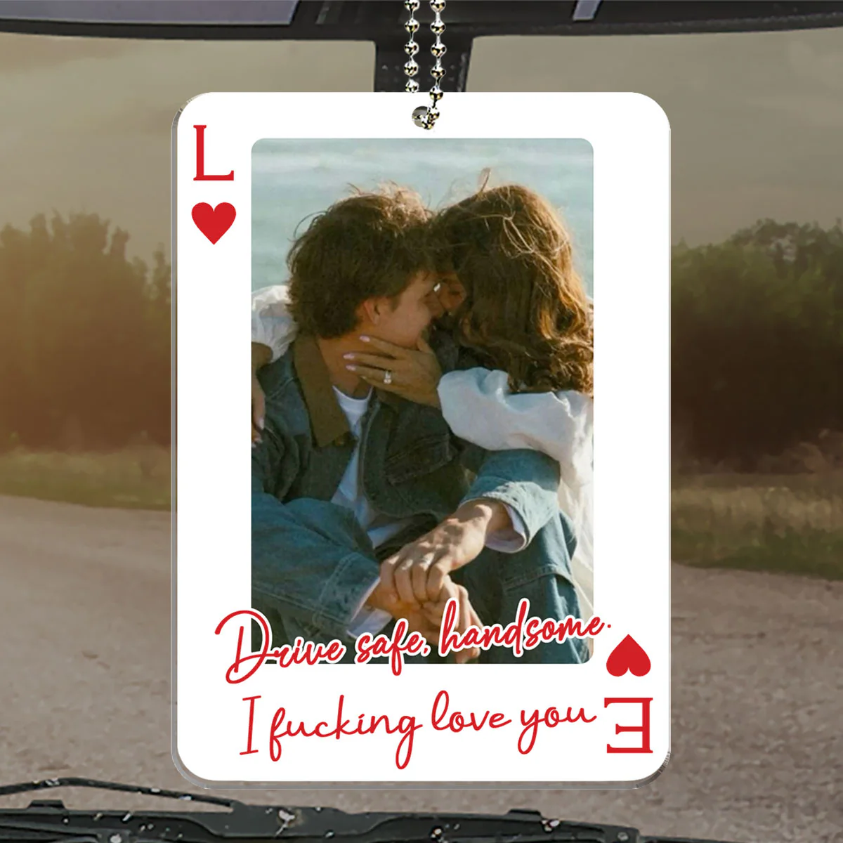 King & Queen Drive Safe I Love You - Personalized Custom Car Ornament - Image 3