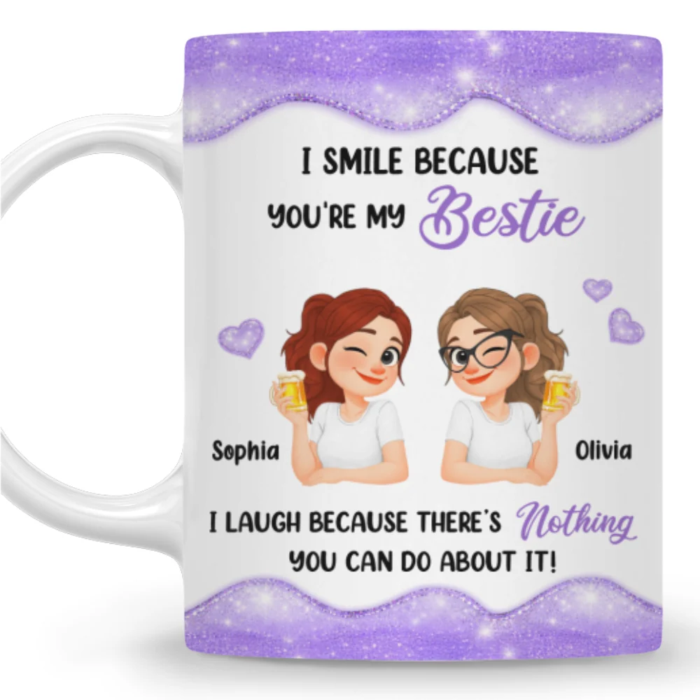 Laugh Because Of You Sister - Personalized Custom Coffee Mug - Image 6
