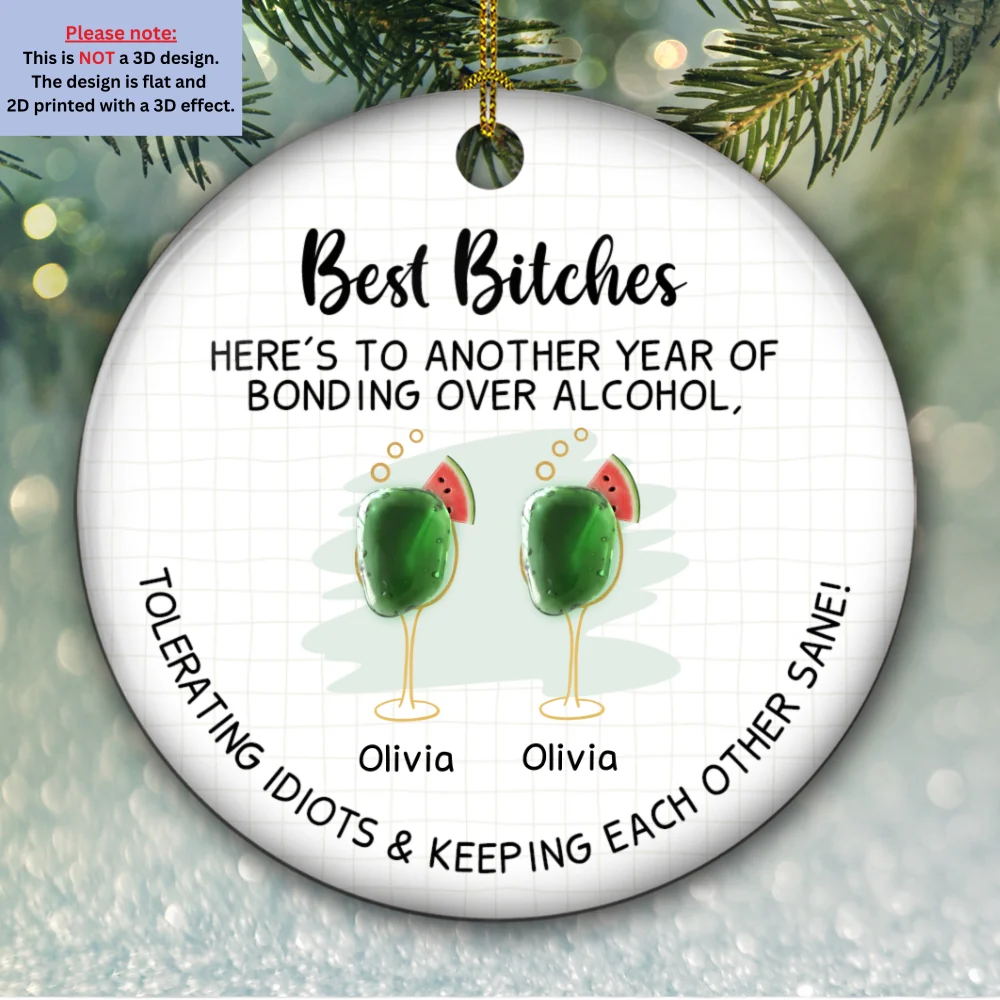 Laughing At Our Own Jokes - Personalized Custom 3D Inflated Effect Ceramic Ornament - Image 4