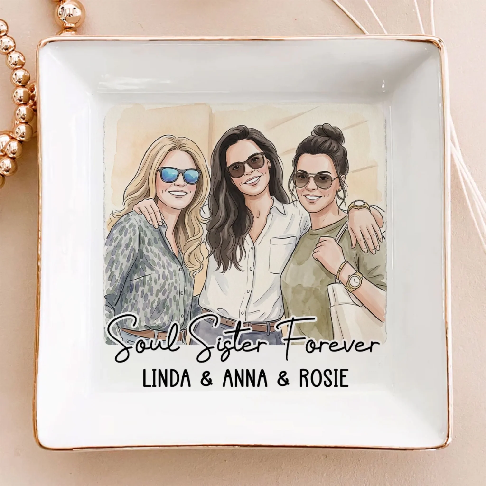 Laughing Together - Personalized Custom Jewelry Dish