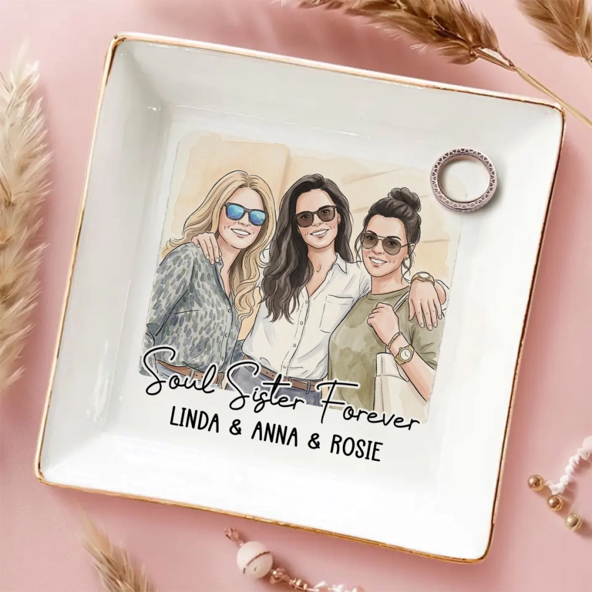 Laughing Together - Personalized Custom Jewelry Dish - Image 4